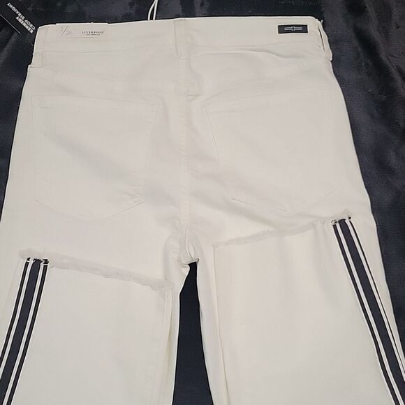 LIVERPOOL Kennedy Crop Straight Leg Jeans Sporty White W/ Stripe Size 2 - Picture 5 of 8